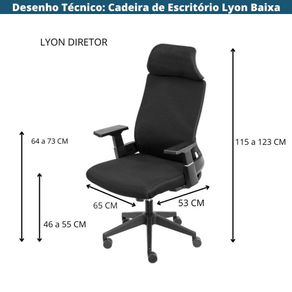 Desenho Tecnico Cadeira de Escritorio Lyon Baixa